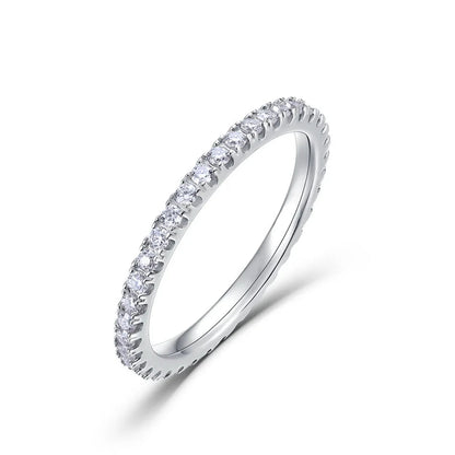 ALLNOEL 2mm Full Eternity Moissanite Wedding Band 925 Sterling Silver D Color VVS1 Stackable Ring For Women Fine Jewelry Good Vibrations