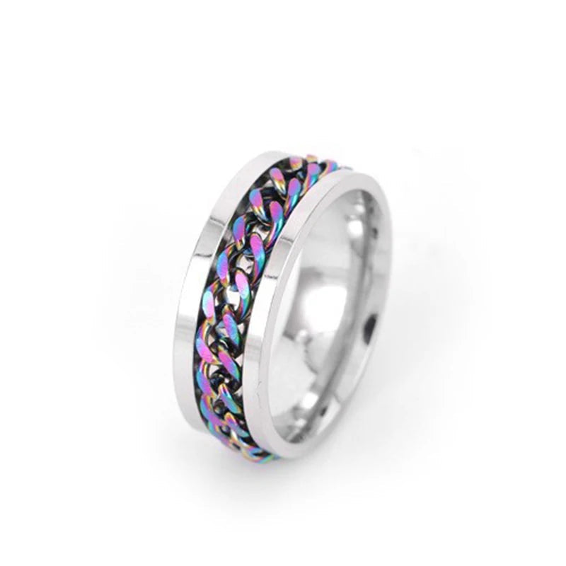 Titanium Steel Rotatable Chain Rings for Women Men Spinner Ring Decompression Multifunctional Chain Ring Bottle Opener Ring Gift Good Vibrations