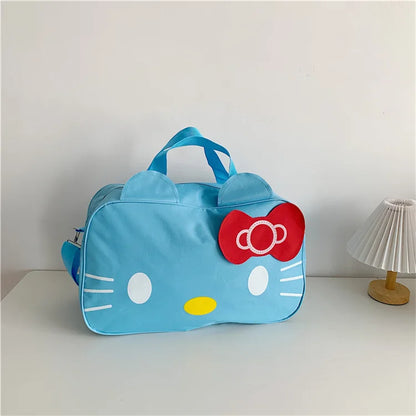New Sanrio Cartoon Hello Kitty Duffle Bag Large Capacity Cartoon Student Handbag Short Trip Bag Girl's Handbody Bag