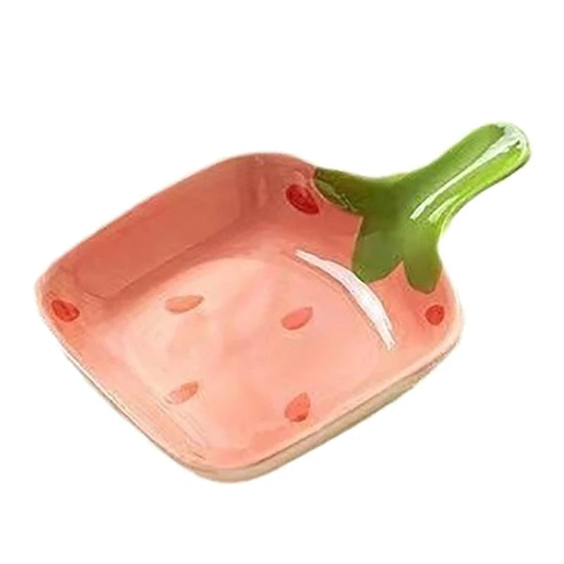 Super Cute Cartoon Strawberry Dipping Saucer Household Three-Dimensional Ceramic Saucer Ketchup Snack Plate Vinaigrette Good Vibrations