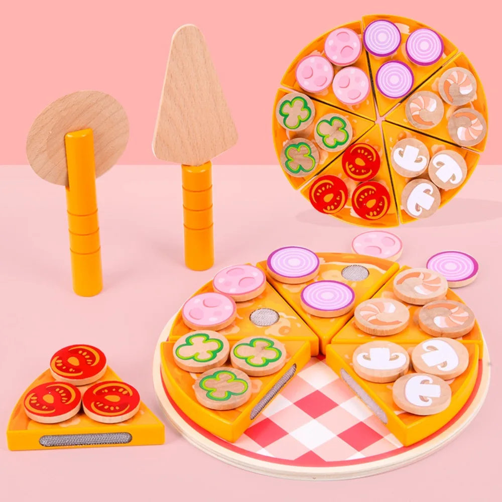 Simulation Pizza Pretend Play Toy Early Education Cognitive Dramatic Food Pizza Toys Interactive Miniature Cookie Play Food Set Good Vibrations