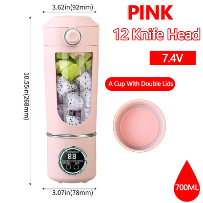 2025 New Portable Blender 700ML Juice Maker Smoothie Shaker 2 in 1 Bottle with Steel Blades for Home Gym Travel Use Good Vibrations