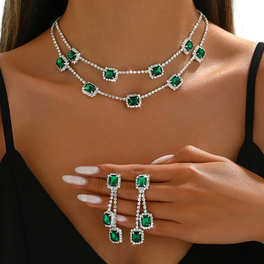 3 pieces of ladies' jewelry set, crystal and diamond necklace and earring set, bridal wedding party jewelry, daily wear jewelry Good Vibrations