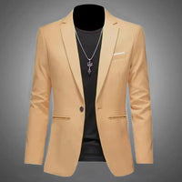 Men's Trendy Leisure Boutique Suit Jacket  Autumn Casual Business Slim Fit Non-ironing Single Button Suit Solid Formal Blouse Good Vibrations
