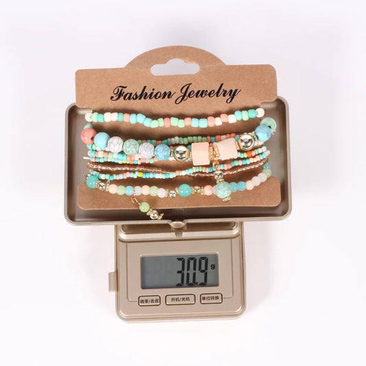Bohemian Handmade Beads Bracelet Set For Women Summer Colorful Beaded Chain Bangle Men Boho Jewelry Accessories Good Vibrations