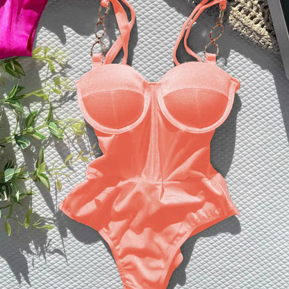 Sexy Push Up One Piece Swimsuit Women Swimwear Underwire Monokini Bathing Suits Swim Suit Wear Summer Beachwear Good Vibrations