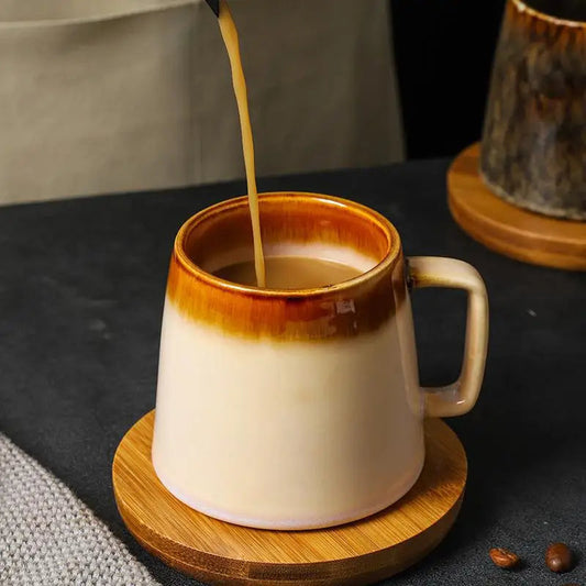 Japanese Vintage Ceramic Mug, High-Capacity Cup, Couple Drinking Home Office Handle, Coffee Tea Cups, Underglaze Color, 350ml Good Vibrations