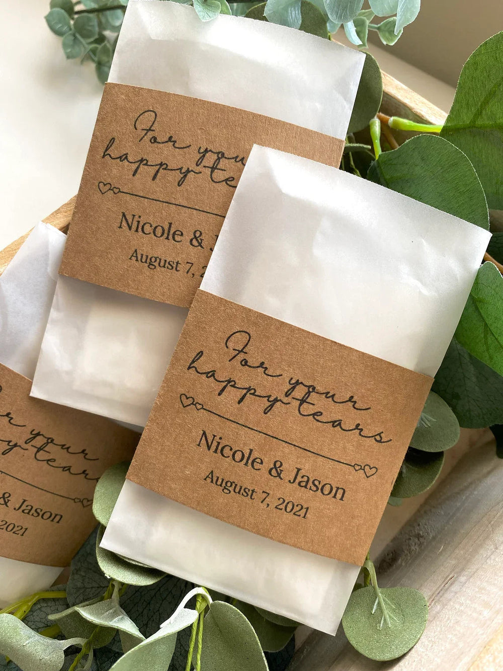 Wedding Party Favors for Guests, For Your Happy Tears Wedding Tissues, Tears of Joy Tissue Packets, Wedding Handkerchief Good Vibrations