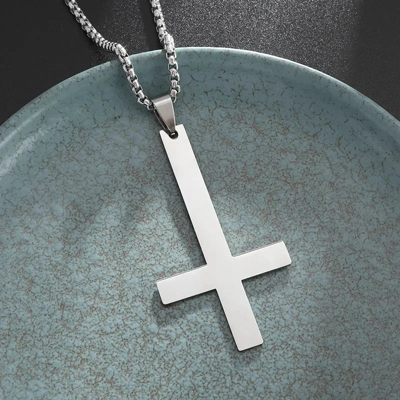 Philippians 4:13 Men's Simple Cross Pendant Necklace Stainless Steel Religious Amulet Jewelry Unisex Bijoux Good Vibrations