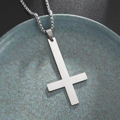 Philippians 4:13 Men's Simple Cross Pendant Necklace Stainless Steel Religious Amulet Jewelry Unisex Bijoux Good Vibrations