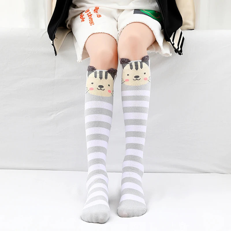 toddler child high knee Socks Three-dimensional cute Cartoon fox cat unicorn Cotton Over knee kids baby girls Sock Spring Autumn Good Vibrations