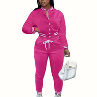 Spring and Autumn Europe and the United States Pop Women's Pure Color Jacket Single-breasted Baseball Suit Women's Sports Two-pi Good Vibrations