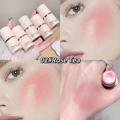 SHAQINUO Cream Blush Stick - Watery Glow, Long-Lasting, Natural Tint, Korean-Style Cheek Makeup for Fresh Look Good Vibrations