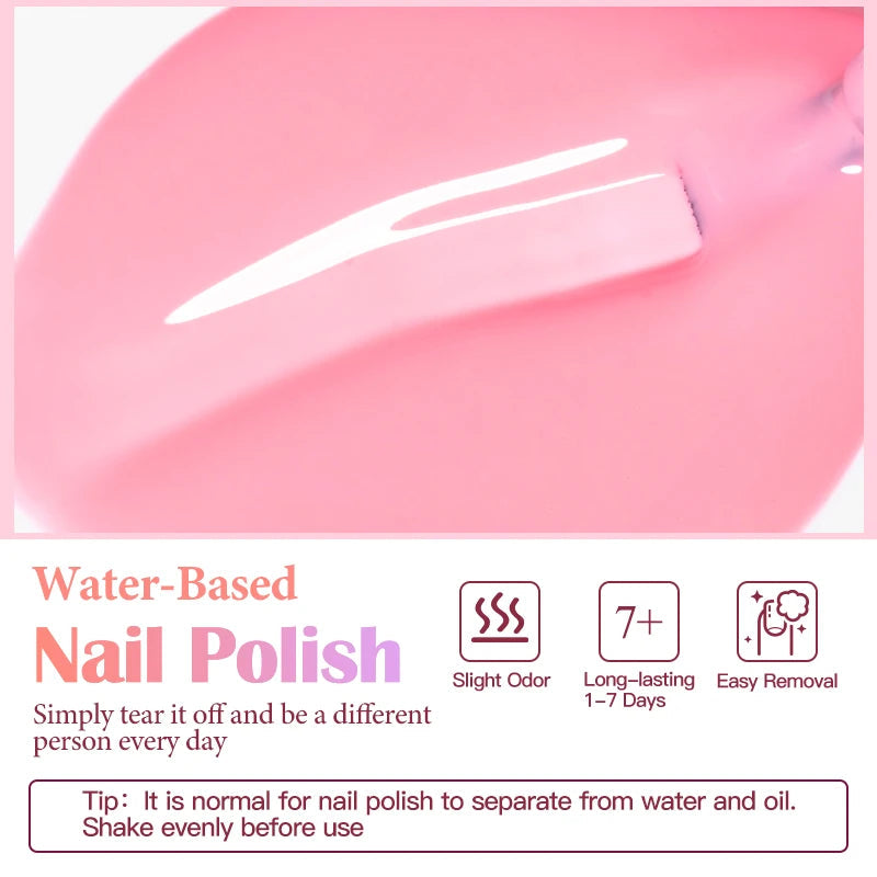 8ml Peel Off Water-Based Nail Polish Red Nails Fast Drying Long-Lasting Nail Art Polish DIY Design No Need Lamp Cure Manicure Good Vibrations