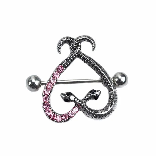 Straight Rod Snake Wing Nipple rings Breast Ring Heart Shaped Adjustable Nipple Piercing Human Jewelry Good Vibrations