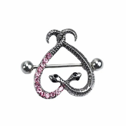Straight Rod Snake Wing Nipple rings Breast Ring Heart Shaped Adjustable Nipple Piercing Human Jewelry Good Vibrations