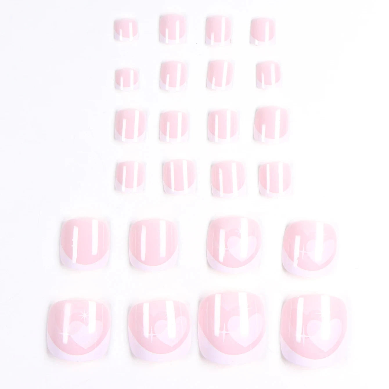 24pcs French Fake Toenails Pink Gradient Full Cover Short Square Toe Nails Foot Nails Tips for Women Girls Good Vibrations