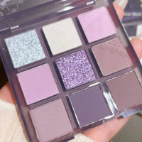 Smoke Purple Lace Eye Shadow Palette Matte Glitter 9-Color Eyeshadow Long Lasting Shimmer Shiny Eyes Make Up Palette Cosmetics Good Vibrations