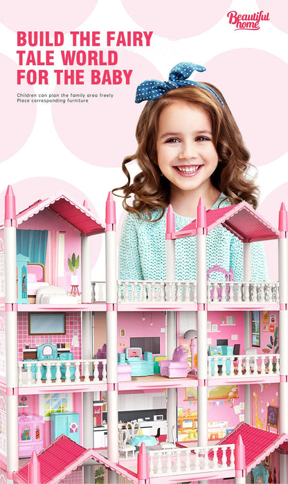 DIY Assemble Villa Model Toy House Cartoon Dools Role-Playing Set Fun Puzzle Doll House Household House Playing Toys Good Vibrations