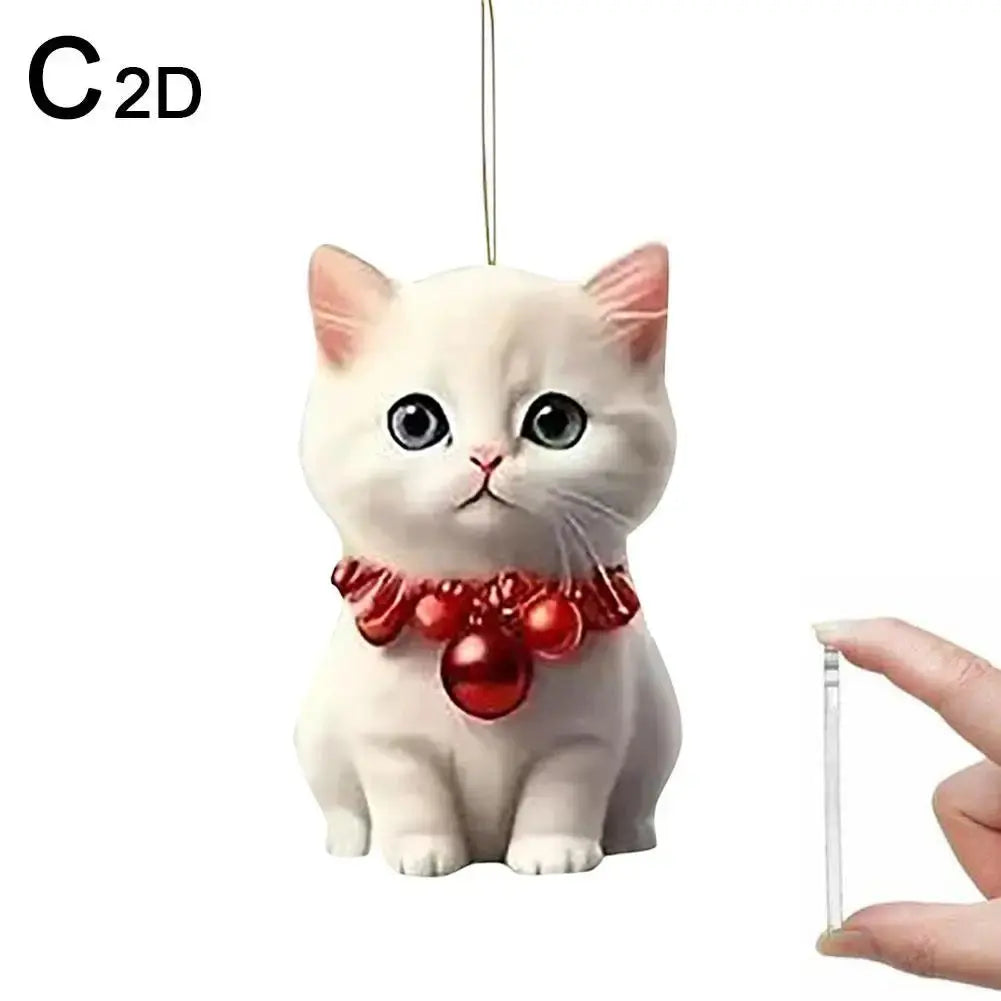 Christmas Tree Hanging Ornaments 2D Acrylic Cat Shaped Pendants Christmas Decorations For Home 2024 Xmas Gifts New Year 2025 Good Vibrations