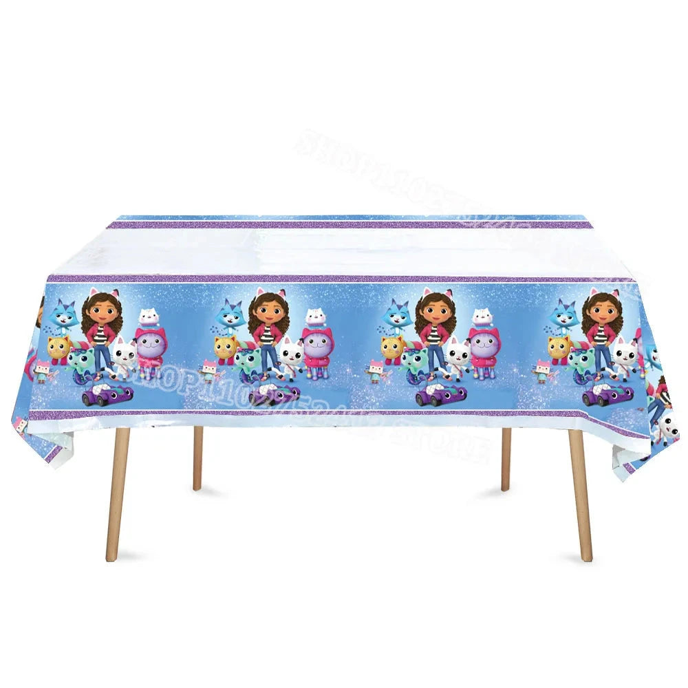 Gabby Dollhouse Birthday Party Supplies Kids Disposable Tableware Backdrop Cake Decoration Girl Baby Shower Numbers Balloon Gift Good Vibrations