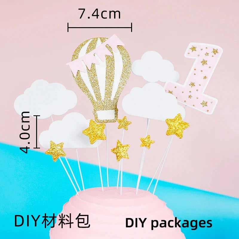 Bunny Train Cake Topper Pink Rabbit Girls Theme Decoration Princess Girl's Years Old Cake Kids Happy 1st Birthday Party Supplies Good Vibrations