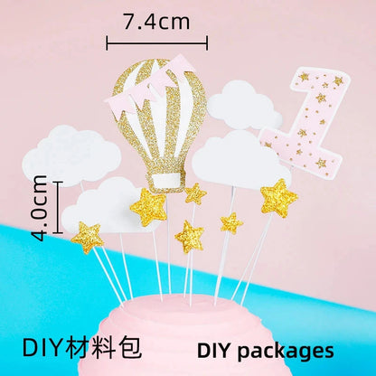 Bunny Train Cake Topper Pink Rabbit Girls Theme Decoration Princess Girl's Years Old Cake Kids Happy 1st Birthday Party Supplies Good Vibrations