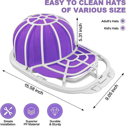 Hat Washer for Washing Machine, Hat Cleaner for Baseball Caps with Frame Cage Fit for Adult Cap Protector Racks Dishwasher Safe Good Vibrations