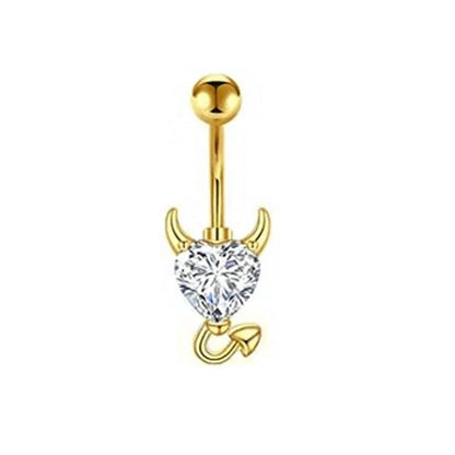 1Pc Gold Color Stainless Steel Belly Ring, Flower Heart Shaped CZ Crystal Navel Belly Button Rings Butterfly Navel Piercings 14G Good Vibrations Adult Super Store
