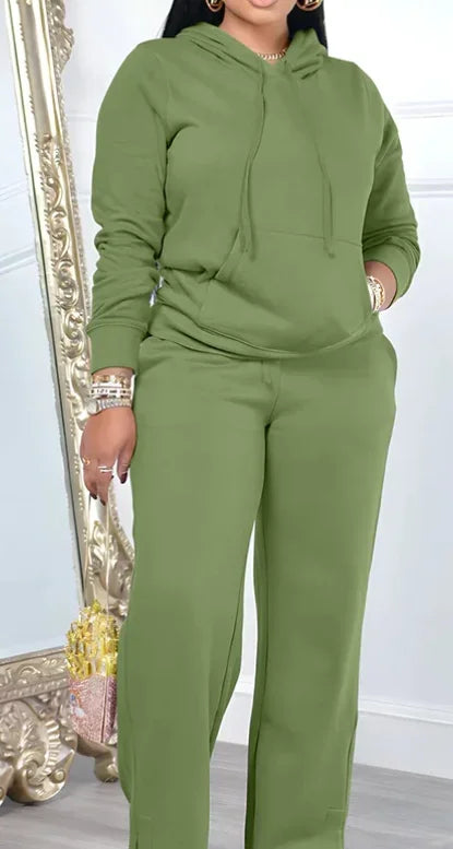 Women Sport Two Piece Outfit Winter Casual 2 Piece Set Hoodies Tops Wide Leg Pants Set Women Tracksuit Good Vibrations
