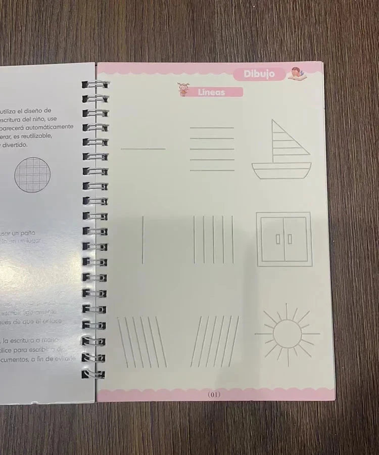 4 Books Montessori SANK English Magic Copybook Reusable Writing Practice 3D Calligraphy Book Wipe-free Education Books Good Vibrations