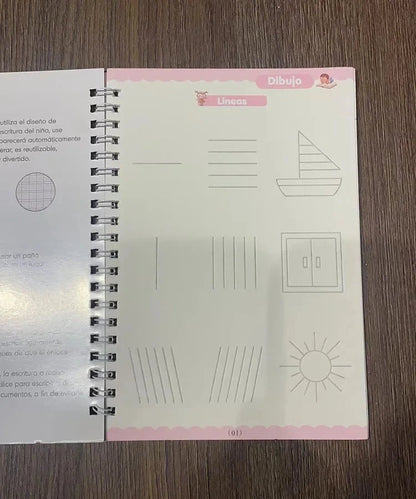 4 Books Montessori SANK English Magic Copybook Reusable Writing Practice 3D Calligraphy Book Wipe-free Education Books Good Vibrations