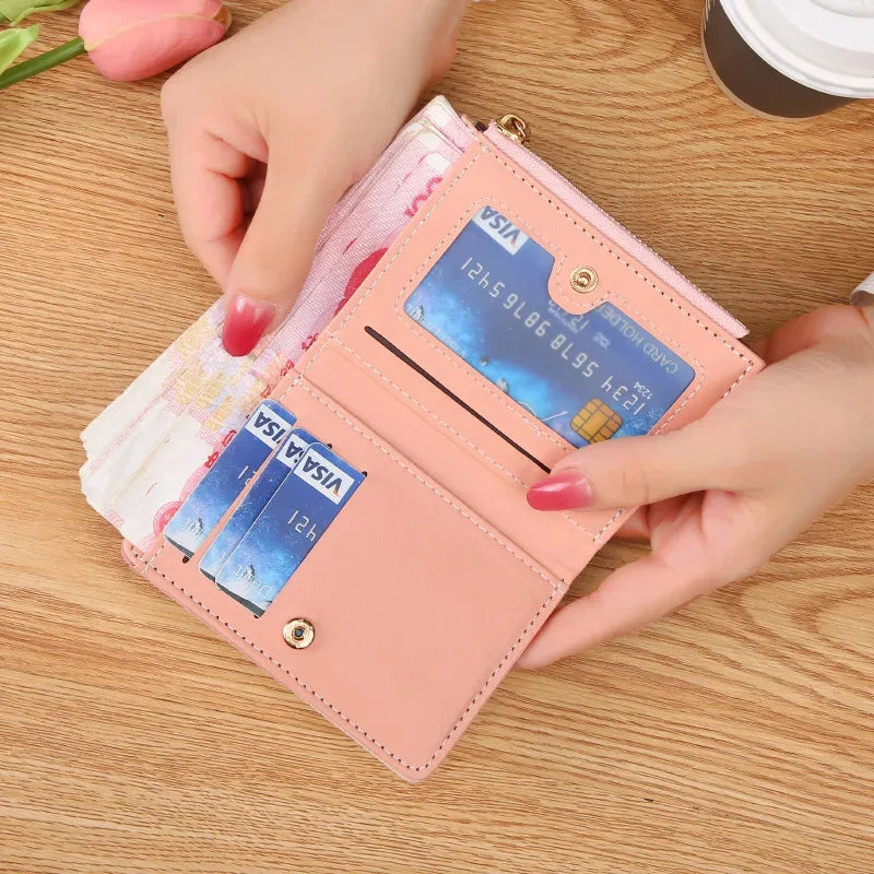 Fashion Women's Wallet Zipper Coin Purse Lady Short Clutch Purse Handbag Patchwork Leather Female Card Holder Wallet Phone Pouch Good Vibrations