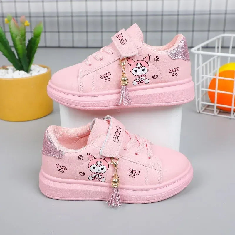 2025 Children's Little White Shoes Girls' Student Flat Bottom Casual Sports Shoes Low Top Spring Korean Plate Shoes Good Vibrations
