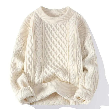 Thickening Winter Men's Round Neck Thickened Sweater Knitted Pullover Solid Color Long Sleeved Casual Daily Warm Coat Good Vibrations
