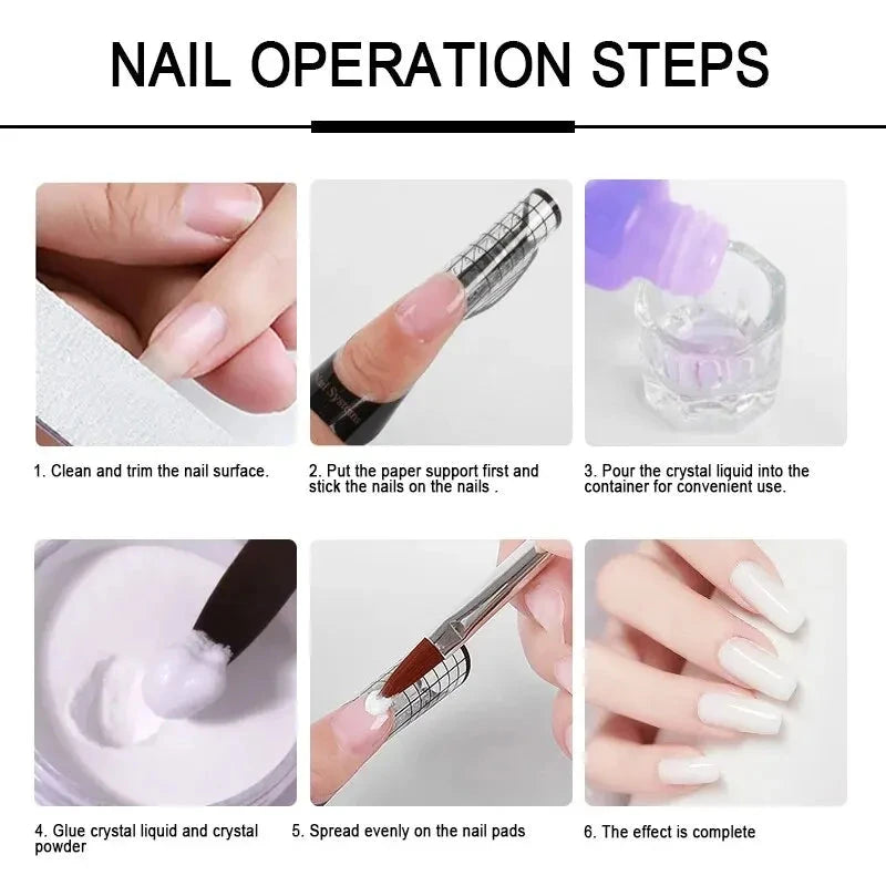 Nail Acrylic Powder and Liquid Monomer Nails Art Decoration For Manicure Set Kit Crystal Nail Glitter 3D Nail Tips Carving Tools Good Vibrations