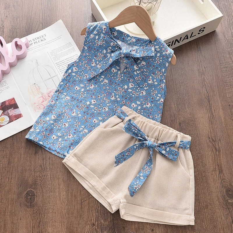 New Summer Baby Girls Clothes Children Sleeveless Vest Shorts 2Pcs/Sets Toddler Clothing Infant Fashion Costume Kids Tracksuits Good Vibrations