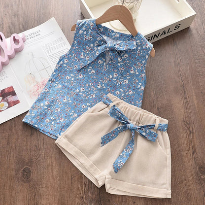 New Summer Baby Girls Clothes Children Sleeveless Vest Shorts 2Pcs/Sets Toddler Clothing Infant Fashion Costume Kids Tracksuits Good Vibrations