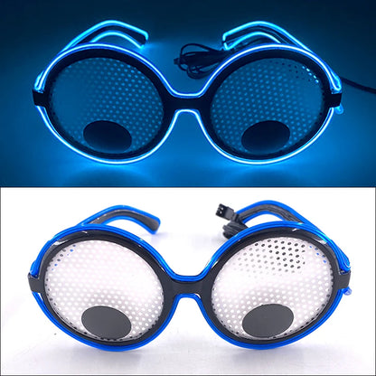 LED Funny Sunglasses Futuristic Soldier Round LED Steampunk Glasses Birthday Halloween Christmas Concert Steampunk Toy Glasses Good Vibrations