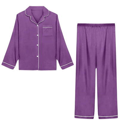 Women Pijama Sets Women Pajamas Sets Sexy Silk Polyester Female Pyjamas Home Clothing Sleepwear Long-sleeve Cardigan Set Good Vibrations