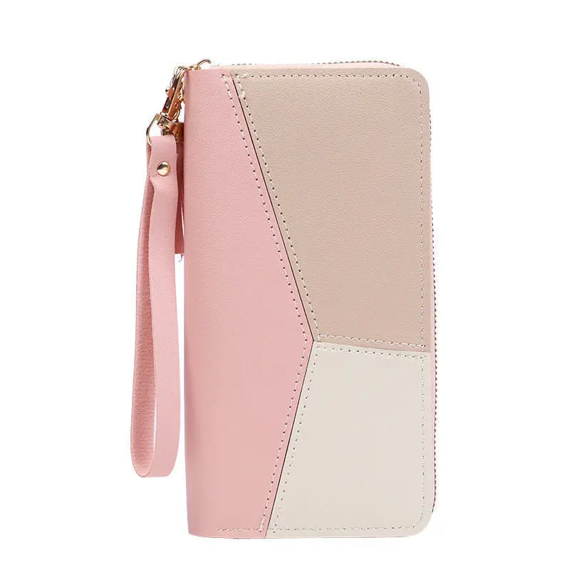 Women Large Capacity Wallet Long Zipper Durable Purse Clutch BagSimple Splicing Clutch Bag  Fashion Japanese-K Good Vibrations
