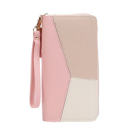 Women Large Capacity Wallet Long Zipper Durable Purse Clutch BagSimple Splicing Clutch Bag  Fashion Japanese-K Good Vibrations