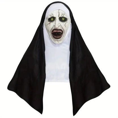 Horror The Nun Mask Cosplay Scary Bloody Demon Ghost Face Latex Masks With Headscarf Halloween Party Costume Props Deluxe Good Vibrations