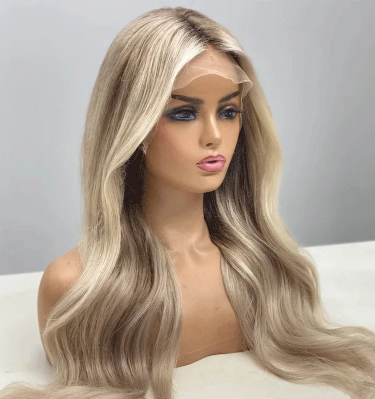 Blonde balayage full lace wigs Synthetic hair wig custom wigs lace front wigs blonde Cosplay For Women lace wigs glueless wigs Good Vibrations