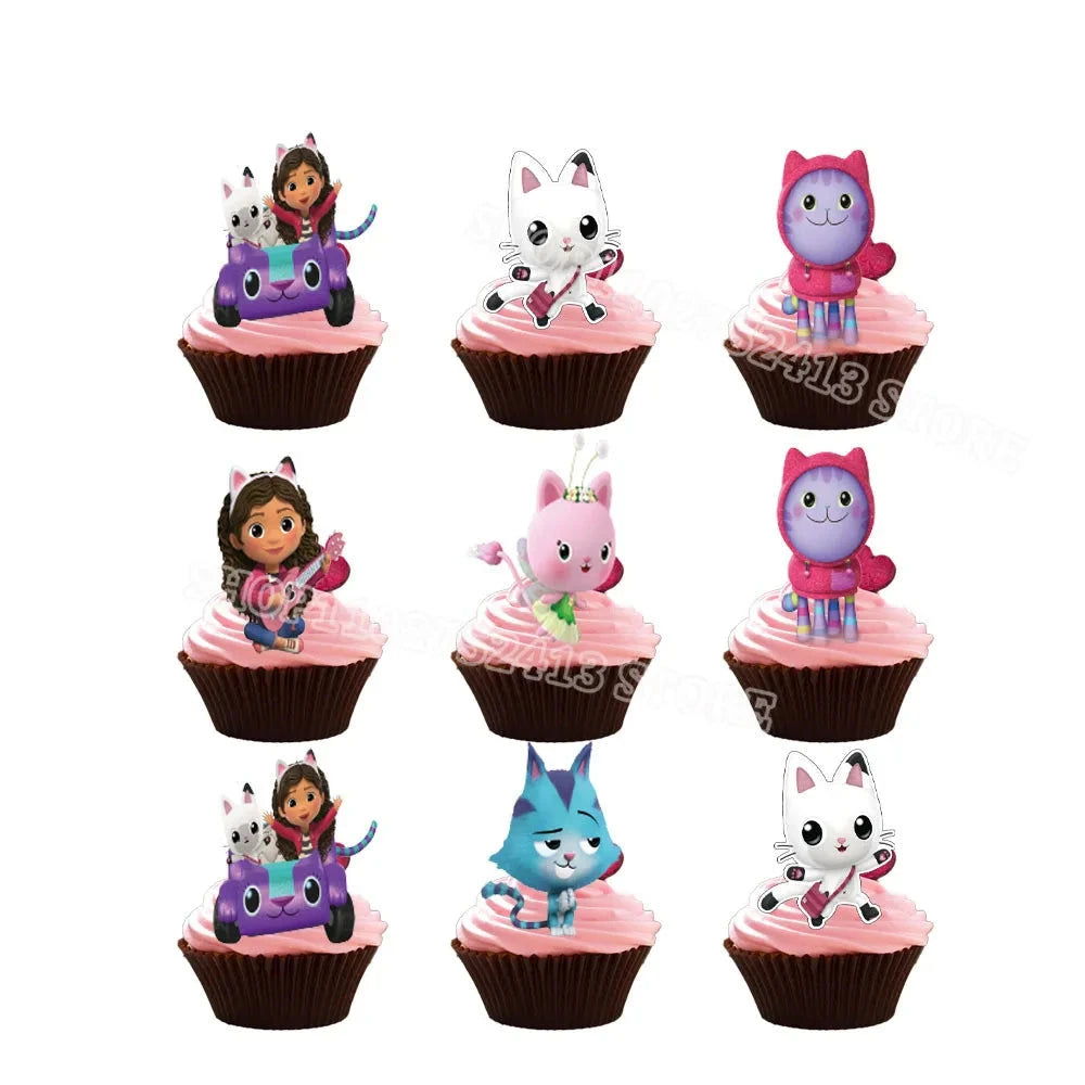 Gabby Dollhouse Birthday Party Supplies Kids Disposable Tableware Backdrop Cake Decoration Girl Baby Shower Numbers Balloon Gift Good Vibrations