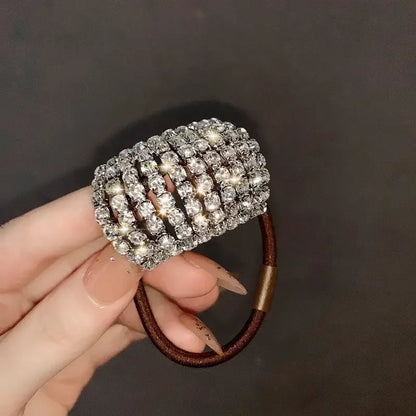 Sparkling rhinestone decoration hair ring elastic headband ponytail holder retro fashion hair clip for women and daily use Good Vibrations