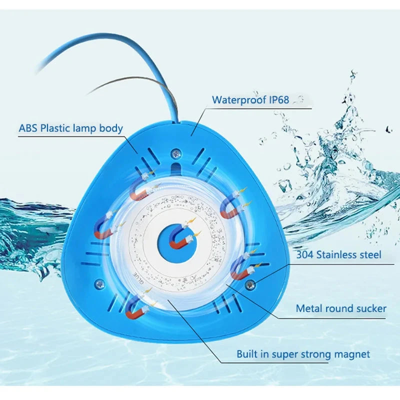LED Underwater Light with Remote Control RGB Submersible Night Lamp Color Changing 12V Pool Lights Waterproof Wall Mounted Light Good Vibrations