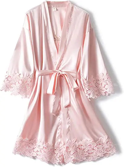 Bridesmaid Robes Rose Gold Bride Robe Wedding Bridesmaid Gift Satin Lace Robe Bridal Dressing Gown Bachelorette Party Pajamas Good Vibrations