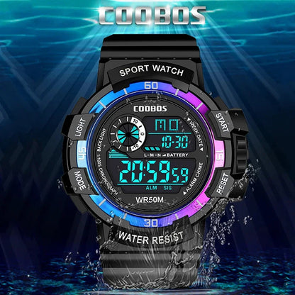 Fashion Sport LED Electronic Watches For Men Luxury Waterproof Luminous Military Watch Man Multifunction Colorful Digital Clock Good Vibrations