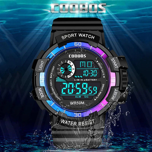 Fashion Sport LED Electronic Watches For Men Luxury Waterproof Luminous Military Watch Man Multifunction Colorful Digital Clock Good Vibrations